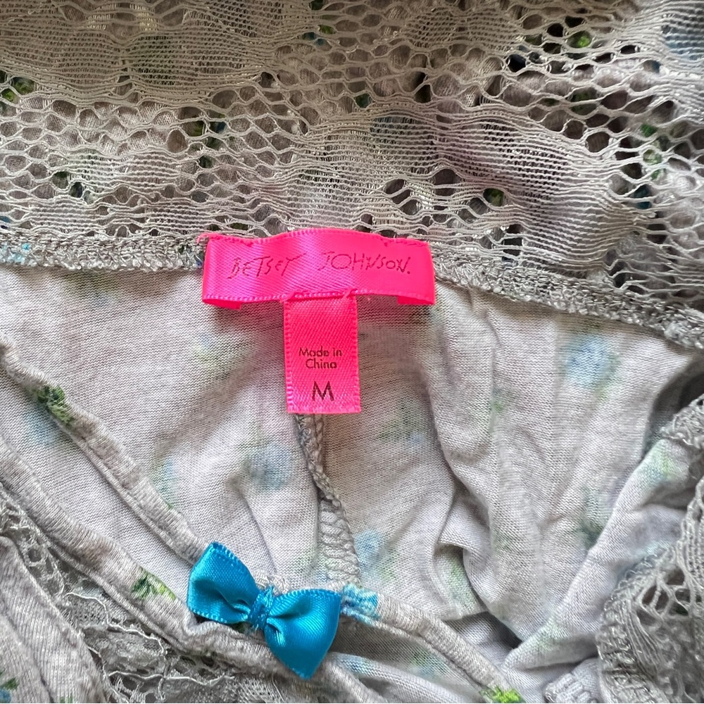 Betsey Johnson Y2K Women’s Babydoll Chemise Lingerie Dress Floral Gray Size M - Picture 10 of 11